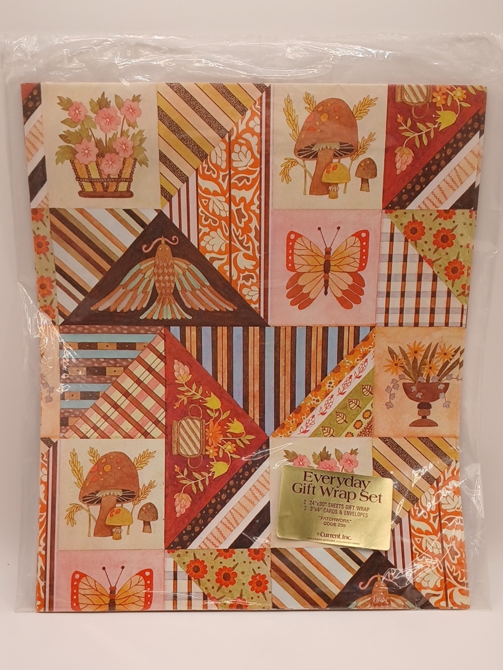 READ Current Gift Wrap Set Mushrooms Floral Butterflies Patchwork